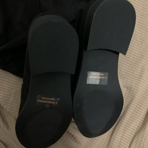 Venus Black Micro Suede Over the Knee Boots - Picture 3 of 4